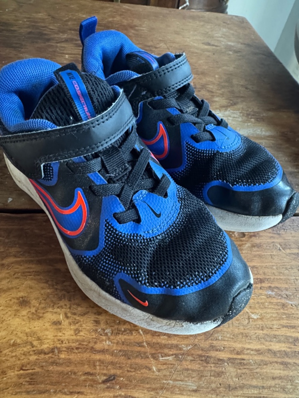 Nike Kids Blue and Black Sneakers with Red Accent